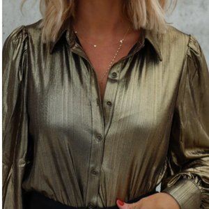 Raquel Metallic Button Down Top